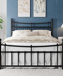 Full Metal Full Size Bed Frame with Headboard, Easy Assembly, Black