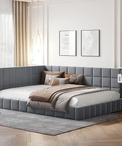 Gray Velvet Merax Full Upholstered Daybed Sofa Bed Frame