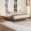 Queen Size Bamboo Platform Bed Frame with Slat Support Easy Assembly