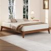 Queen Size Upholstered Platform Bed Frame with Tufted Headboard 4