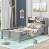 VECELO Full Size Bed Frame with Wood Headboard and Steel Slats 3