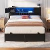 Queen Platform Bed Frame with Grey Linen Tufted Headboard Easy Assembly 4