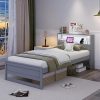 Twin Size Low Loft Bed with Roof Frame and Under Bed Storage Unit 4
