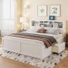 VECELO Queen Size Platform Bed Frame with Vintage Wood Headboard 4