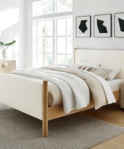 Modway Maven King Bed Frame in Feather Oak with Upholstered Headboard 2