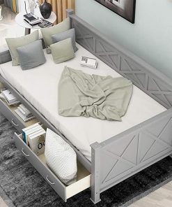 Bellemave Twin Daybed with Storage Drawers in Modern Rustic Gray 2