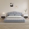 VECELO Full Size Upholstered Bed Frame with Fabric Headboard in Grey 4