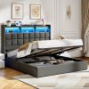 Furnulem Twin Bed Frame Night Stand with LED Light and Charging Station 4