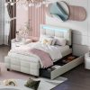 Queen Size Upholstered Platform Bed Frame with Tufted Headboard 4