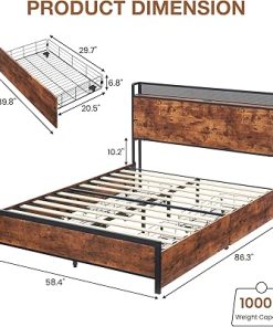 GAOMON Queen Bed Frame with Storage Headboard, LED Lights & Drawers 2