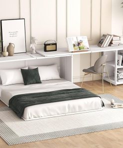 Queen Size Murphy Bed with Desk and Cabinet for Space Saving