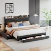Queen Size LED Bed Frame with Storage Headboard and Charging Station 4 Queen Size LED Bed Frame with Storage Headboard and Charging Station 4
