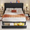 Full Bed Frame with LED Lights and Headboard, No Box Spring Needed 3