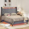 Full Bed Frame with Charging Station and Storage Drawers  
Full Size Platform Bed with Stylish Headboard and Comfort  
Heavy Duty Upholstered Full Bed Frame No Box Spring Required 4