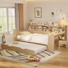 Twin Bed with Trundle and Storage Corner Frame for Kids Teens Adults