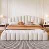 Chic Velvet Queen Bed Frame with Shell Headboard for Elegance