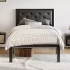 Elegant Queen Velvet Bed Frame with Curved Headboard Easy Assembly 3