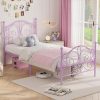 Twin Bed Frame with Butterfly Headboard Easy Assembly No Box Spring