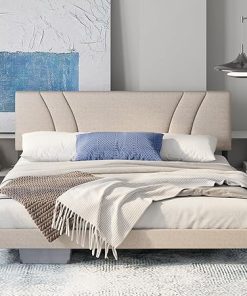 Avenco Queen Bed Frame Upholstered Adjustable Headboard Easy Assembly