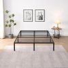 King Size Linen Upholstered Bed Frame with Tall Wingback Headboard 4