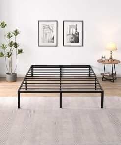 14 Inch Tall Queen Metal Bed Frame with Storage No Box Spring Required