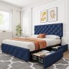 Queen Bed Frame with Bookcase Headboard and Charging Station 4