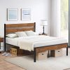 Full Size Lift Up Storage Bed Frame with Charging Station Beige 3