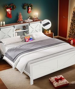 YITAHOME Farmhouse Queen Bed Frame with Storage and Charging Station YITAHOME Farmhouse Queen Bed Frame with Storage and Charging Station