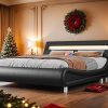 Full Size Lift Up Storage Bed Frame with Charging Station Beige 4
