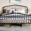 King Size Metal Bed Frame with Vintage Headboard and Footboard