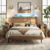 Modern King Size Industrial Bed Frame with LED Lights and USB Ports 4