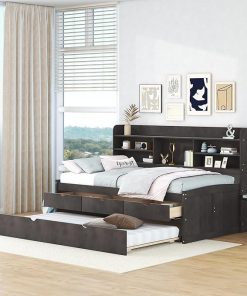 Bellemave Twin Captain Bed with Trundle and Storage for Kids Teens 2