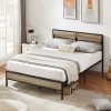 Queen Solid Wood Bed Frame with Unique Headboard Minimalist Style 3