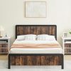 VECELO Queen Bed Frame with Wooden Headboard and Steel Slats Support 4