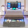 Allewie Queen Velvet Bed Frame with Adjustable Headboard Black 3