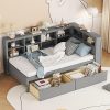 Modern Velvet Floating Bed Frame with LED Lights Full Size Beige 4