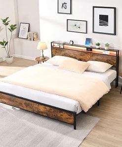 California King Bed Frame with Storage and USB Charging Stations