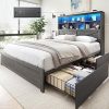 Twin Size Upholstered Bed Frame with Headboard and Footboard in Black 4