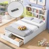 Optimized Twin Kids Bed Frame with Bookcase Headboard and Storage 4