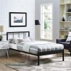 Modway Gwen Twin Bed Frame Steel Metal Farmhouse Headboard Brown