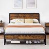 Galano Weiss Wood Platform Queen Bed Frame with Headboard, Fit 60” x 80” Mattress Foundation with Wood Slat Support, No Box Spring Needed, 64.2″ L x 85.3″ W x 40.1″ H, Oslo Oak 3