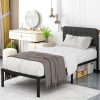 RedLemon King Size Farmhouse Bed Frame with Geometric Headboard 3