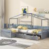 Wood King Bed Frame with Headboard and Slats Support Rich Brown 3