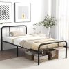 Twin Size Bed Frame with Adjustable Headboard and 2 Storage Drawers 4