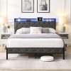 Queen Corduroy Upholstered Bed Frame with Wingback Headboard 3