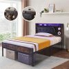 King Size Platform Bed with Bookcase Headboard and Storage Drawers 4