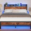 Queen Bed Frame with USB Ports and Wingback Storage Headboard 4