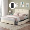 Queen Size Bed Frame with Upholstered Headboard and Under-Bed Storage 3