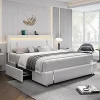 Twin Metal Bed Frame with Tufted Headboard and Under Bed Storage 4