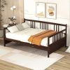 Wood Daybed Frame with Wooden Slats Support Sofa Bed in Espresso